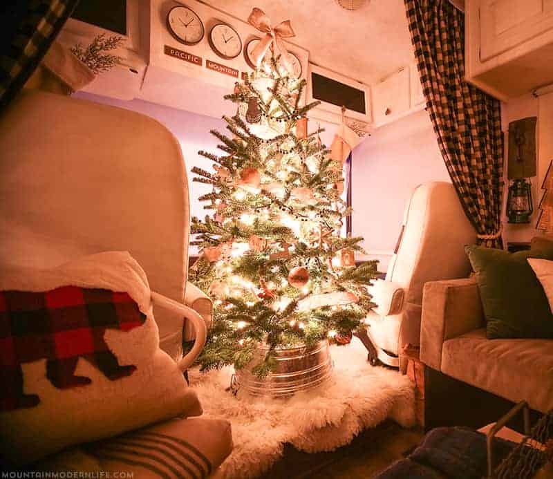 RV Christmas Home Tour - Come see how we decorated our tiny home on wheels for the holidays! MountainModernLife.com