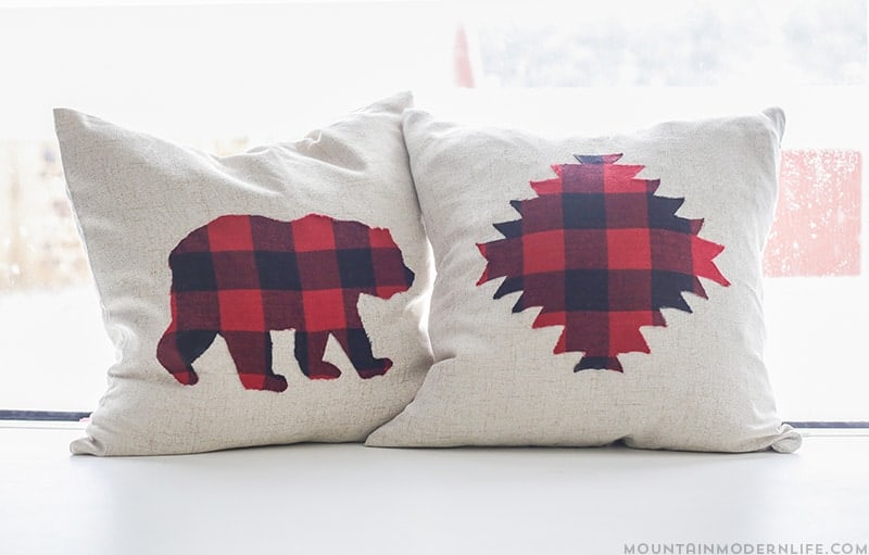 Love Buffalo Plaid? See how easy it is to make these No-Sew Rustic Winter Pillows that you can keep around after the holidays! MountainModernLife.com