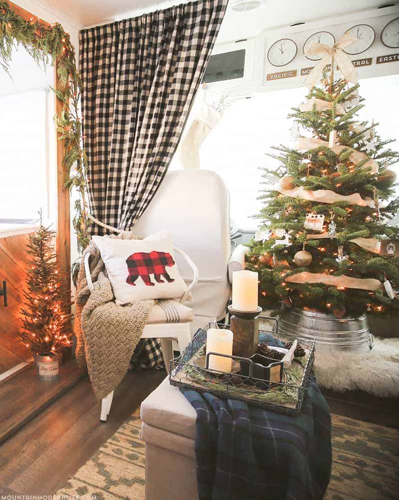 RV Christmas Home Tour - Come see how we decorated our tiny home on wheels for the holidays! MountainModernLife.com
