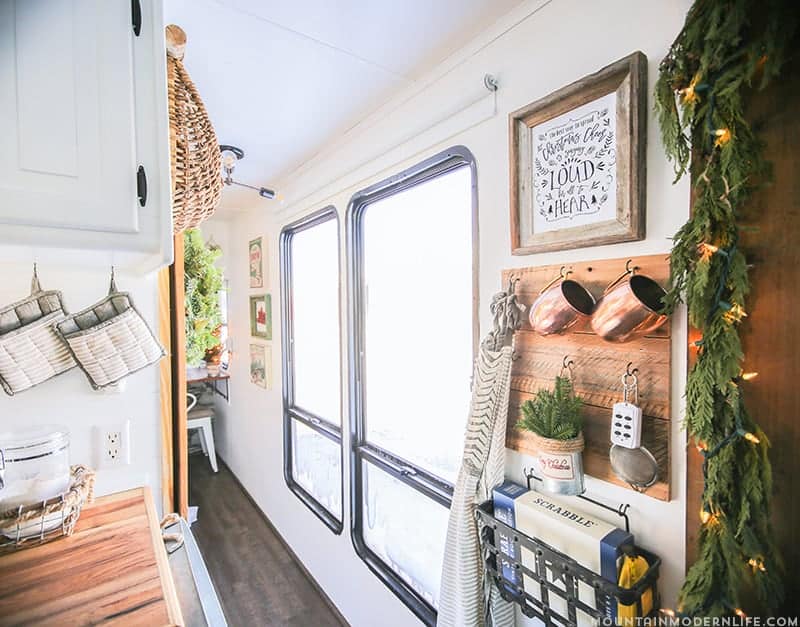 RV Christmas Home Tour - Come see how we decorated our tiny home on wheels for the holidays! MountainModernLife.com
