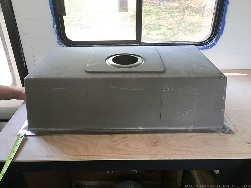 tracing-rv-kitchen-sink-for-install-mountainmodernlife.com Looking for an affordable way to update your kitchen counters? Check out this post on how to Create Wood Counters from Flooring (in a RV)! MountainModernLife.com