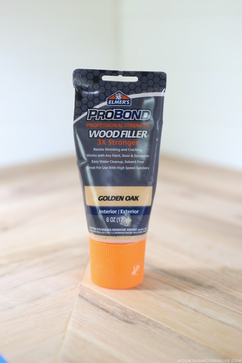 using-wood-filler-in-counters-mountainmodernlife.com Looking for an affordable way to update your kitchen counters? Check out this post on how to Create Wood Counters from Flooring in a RV! MountainModernLife.com