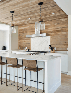 Modern Farmhouse Wood Planked Backsplash | Hanley Development