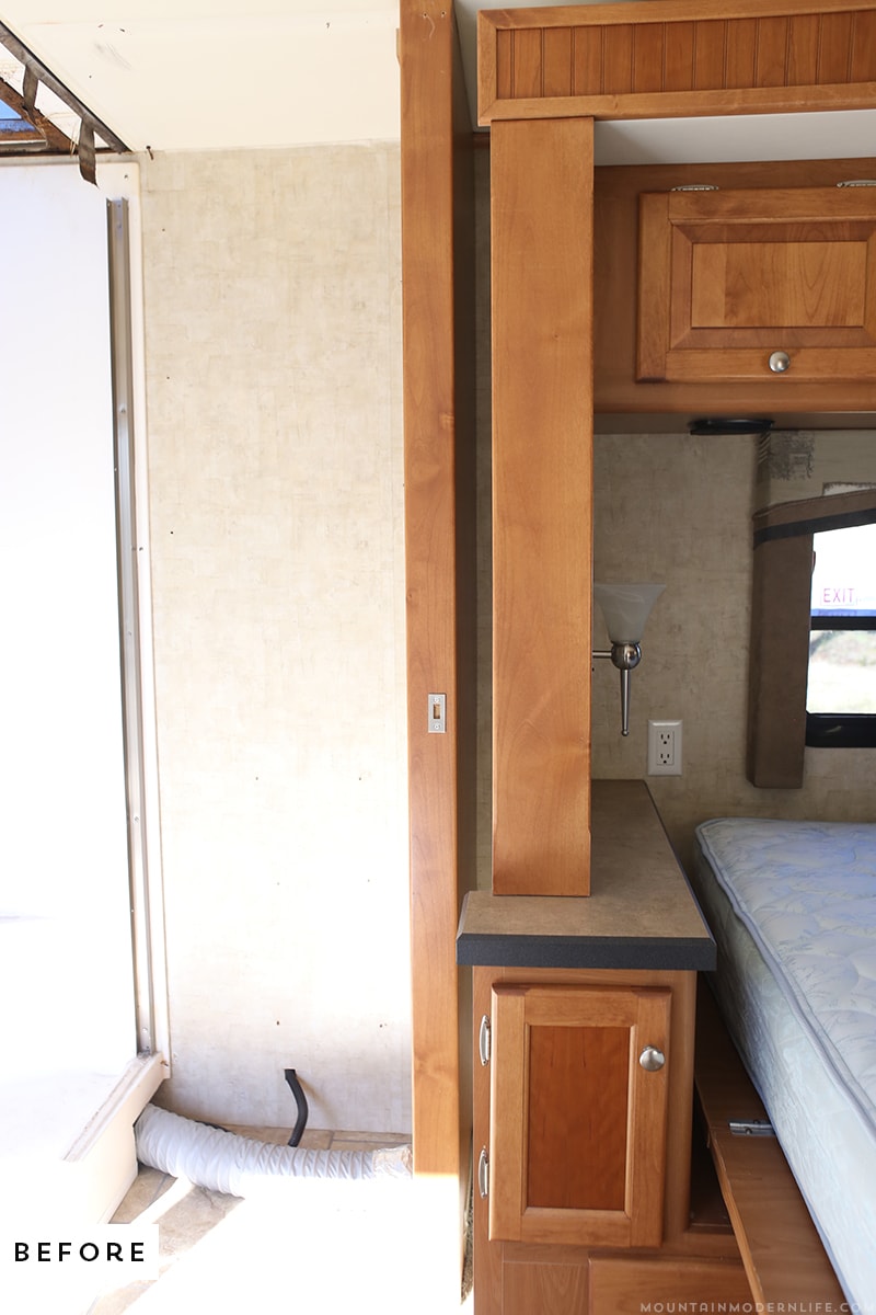 rustic-modern-rv-remodel-in-process-mountainmodernlife.com Could you live in less than 300 square feet? See how this outdated motorhome was completely transformed into a rustic modern RV! MountainModernLife.com