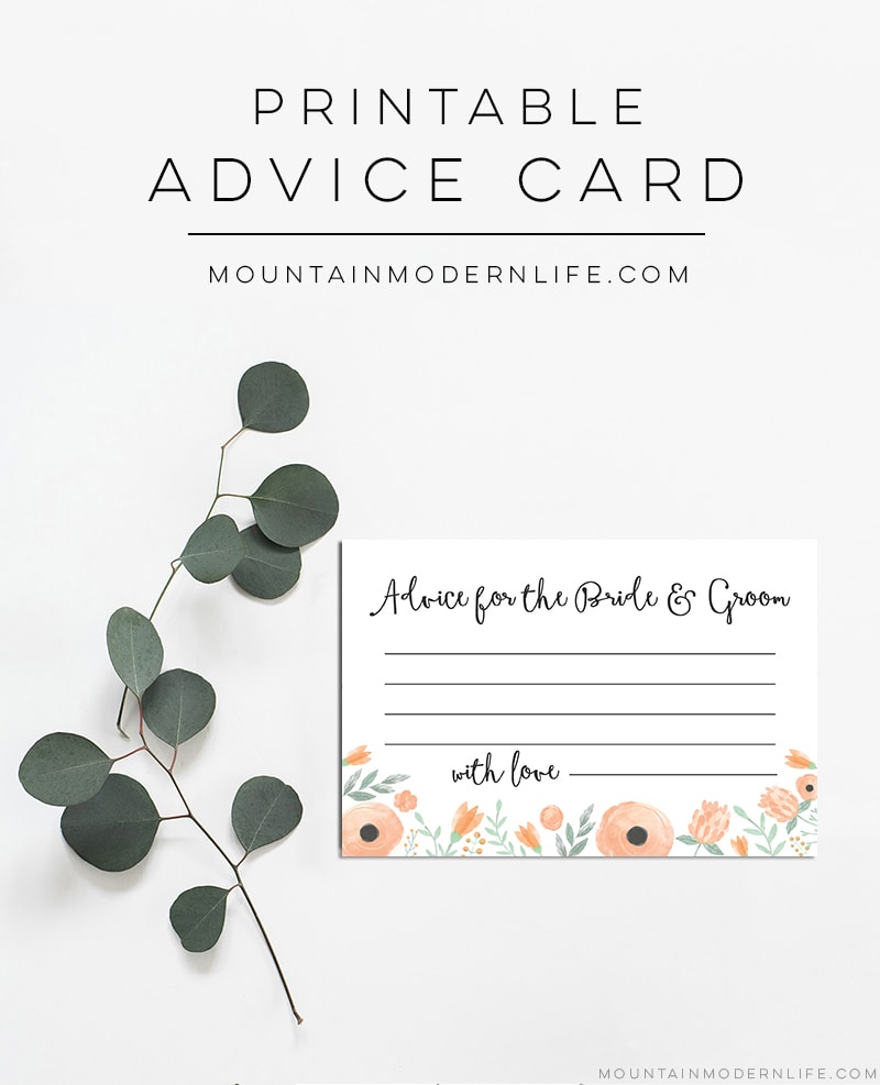 Printable Newlywed Advice Cards