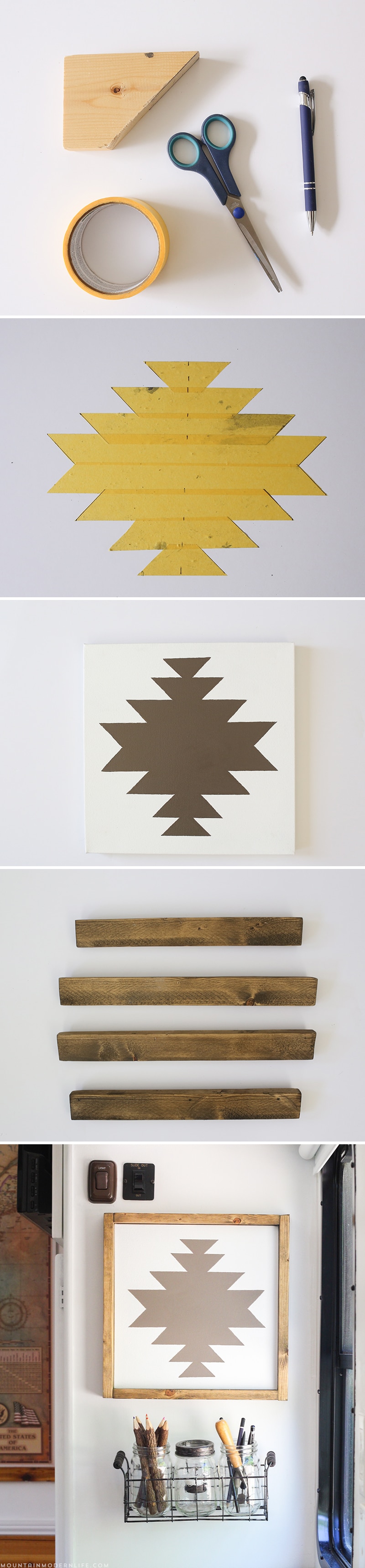 See how easy it is to make this Navajo-inspired wall art, the perfect way to add rustic or Southwest decor to your home or RV! MountainModernLife.com