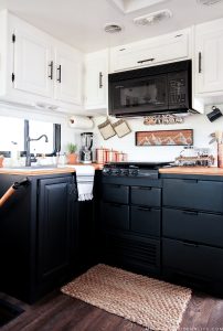 Two-toned cabinets in RV | MountainModernLife.com