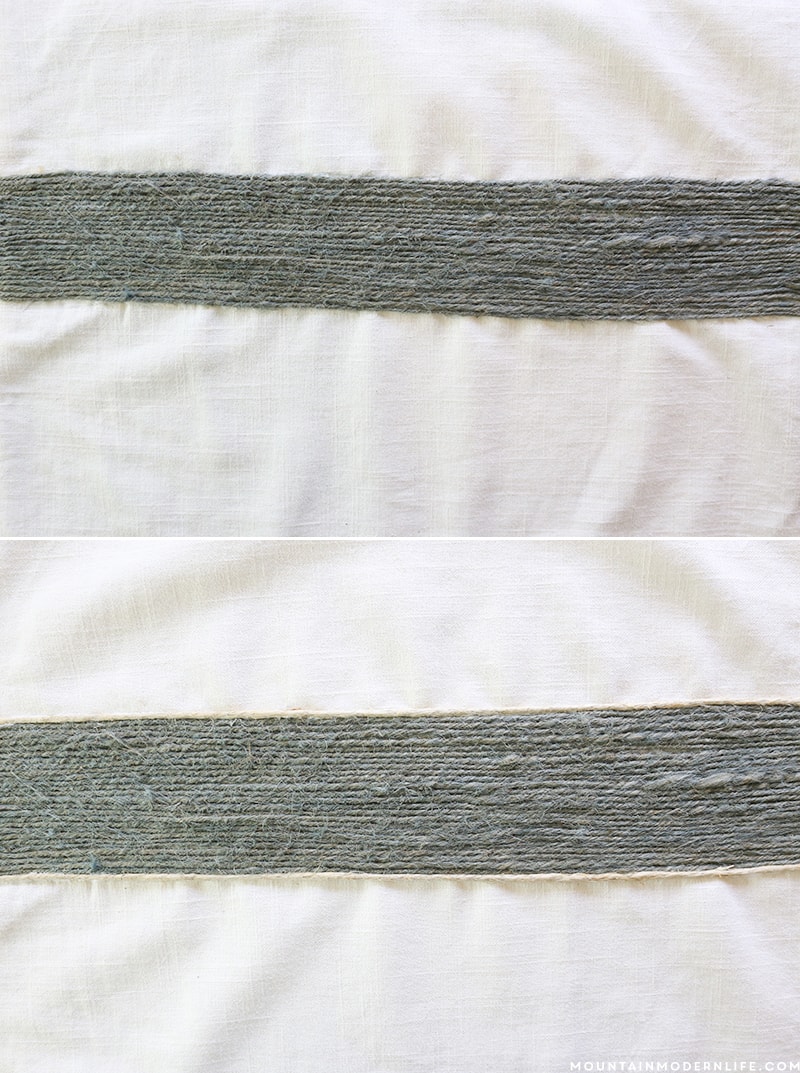 See how easy it is to create these no-sew rustic pillows using twine, liquid stitch, and a little imagination! MountainModernLife.com