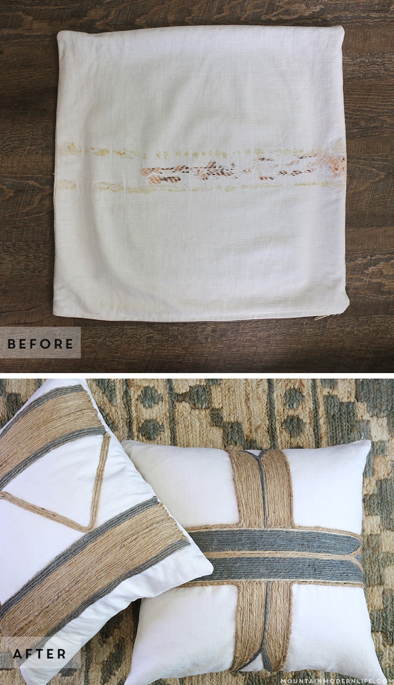 Ready to reimagine what you already have? See how easy it is to create these no-sew rustic pillows! MountainModernLife.com
