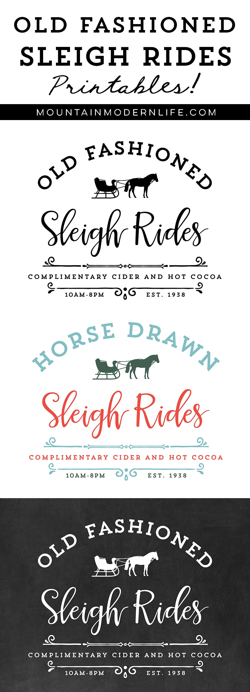 Old Fashioned Sleigh Rides Printables! | MountainModernLife.com