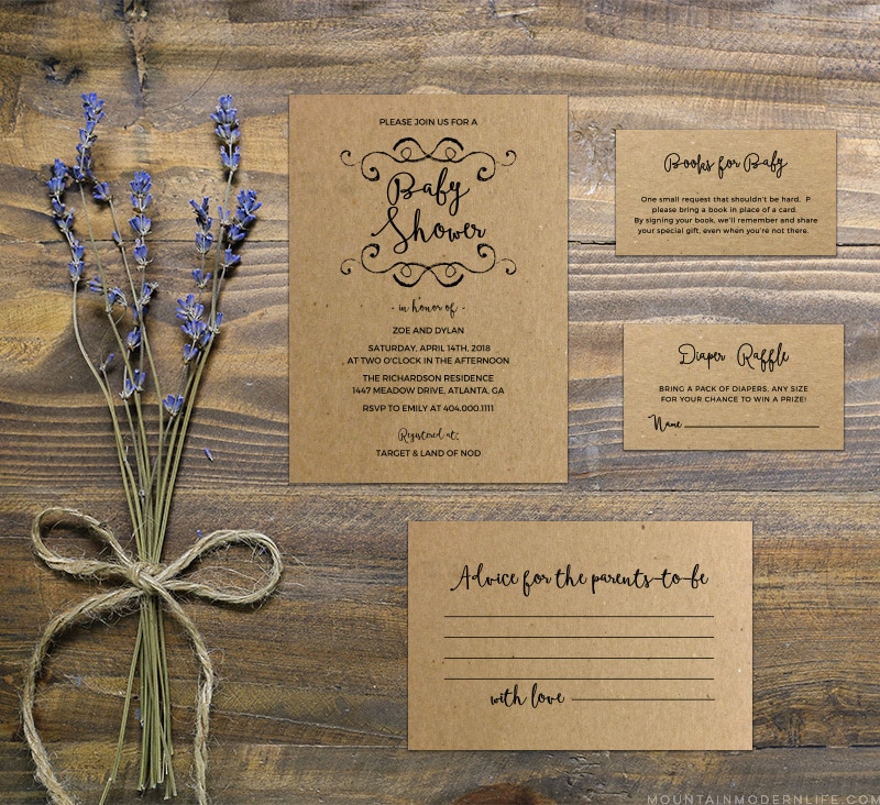 rustic baby shower invitations