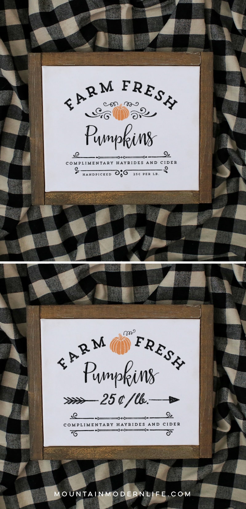 See how easy it is to make this Farm Fresh Pumpkins Sign from a Printable using this image transfer method! Perfect for decorating your own home or to give away as gifts. MountainModernLife.com