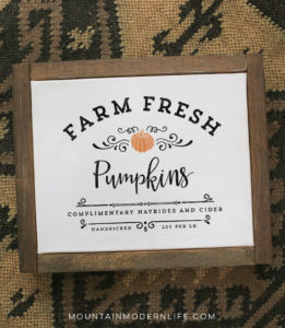 See how easy it is to make this Farm Fresh Pumpkins Sign from a Printable using this image transfer method! Perfect for decorating your own home or to give away as gifts. MountainModernLife.com