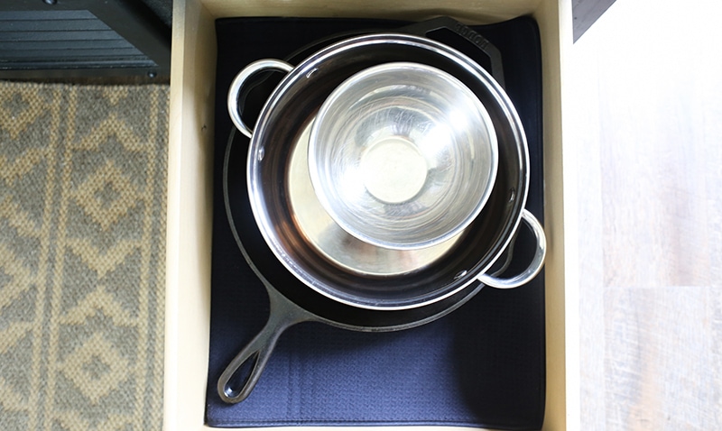 Looking for ways to maximize the space in your RV? Here are some tips for Organizing a Tiny Kitchen! MountainModernLife.com