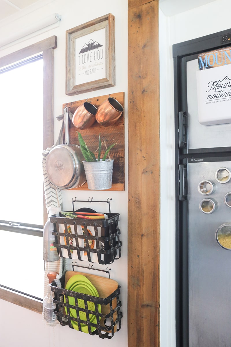 Looking for ways to maximize the space in your RV? Here are some tips for Organizing a Tiny Kitchen! MountainModernLife.com