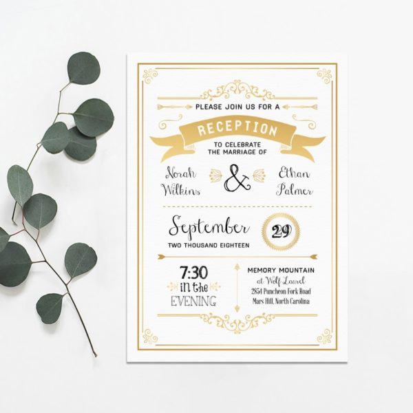 Printable Gold Diy Reception Only Invitation Template