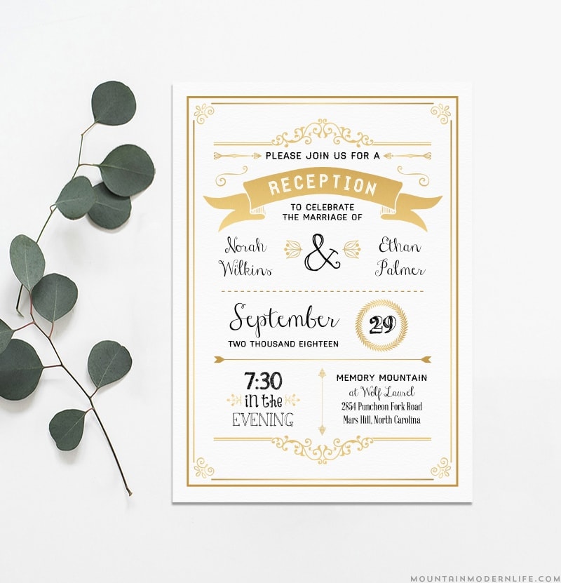 Wedding Reception Invitation Card Pdf Editable Template