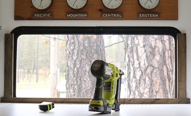 Come see how easy it is to frame RV windows to create a cozier vibe inside your tiny home on wheels! MountainModernLife.com