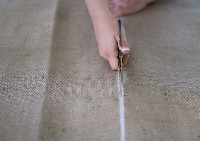 cutting burlap for roller shades