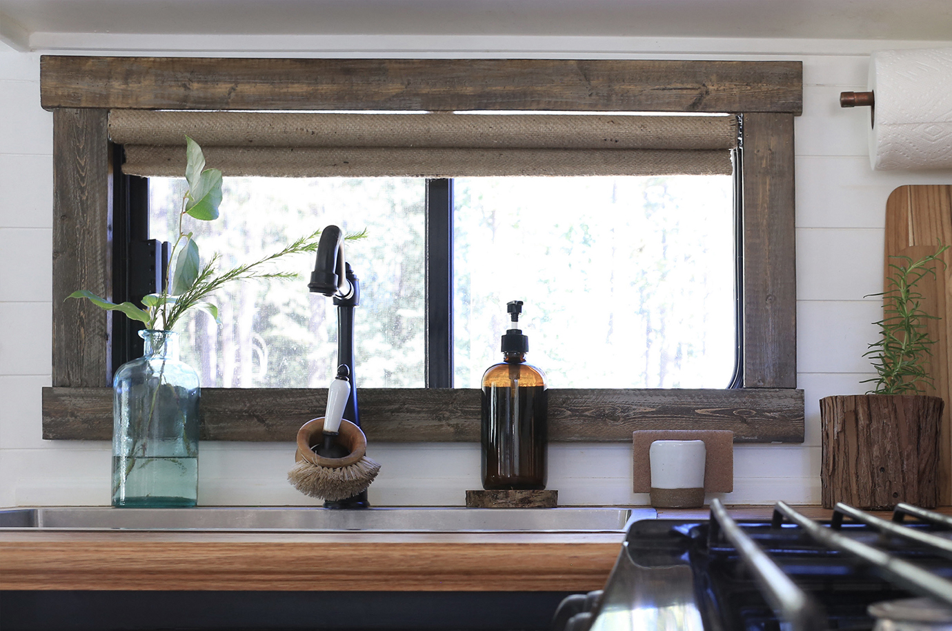 rustic burlap roller shades