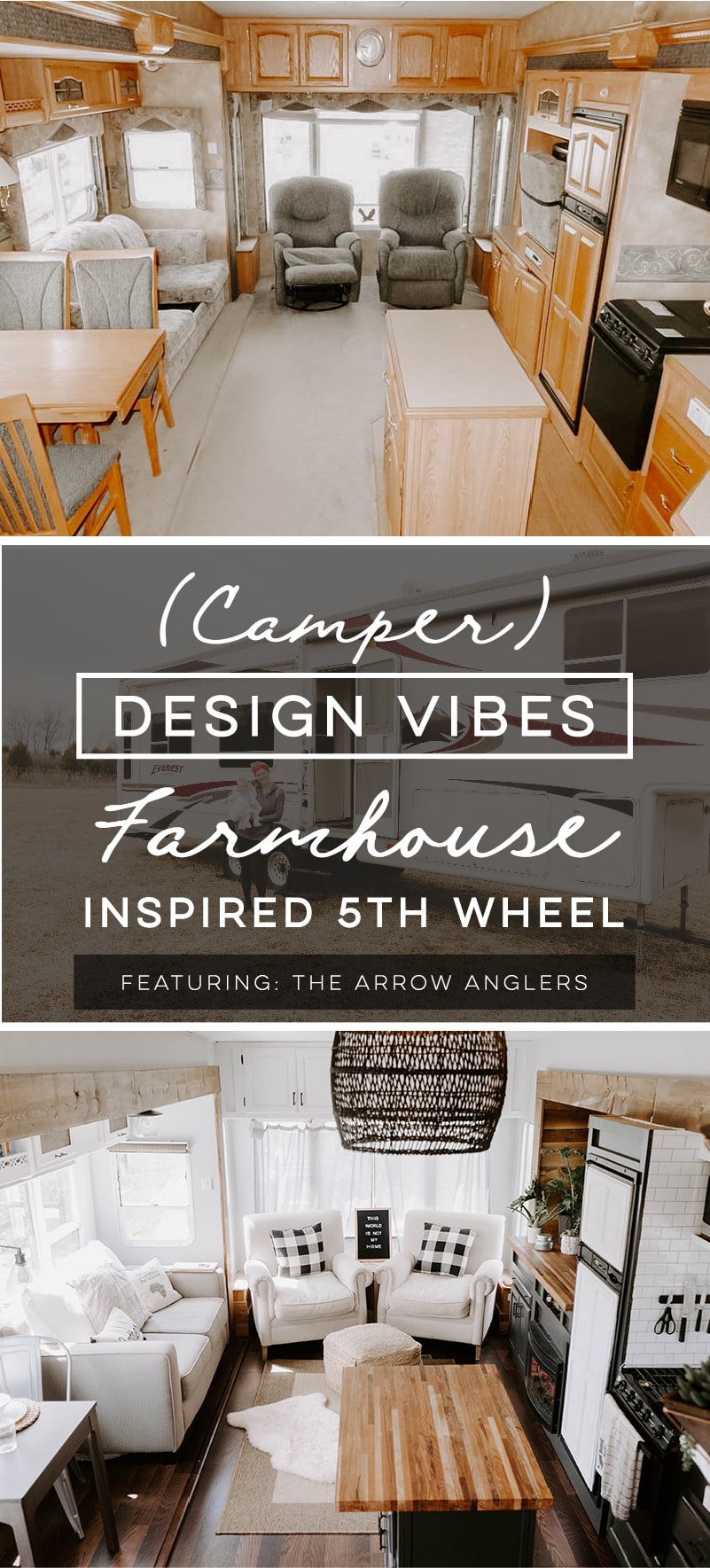 Tour this modern farmhouse-inspired fifth wheel from The Arrow Anglers over at MountainModernLife.com!