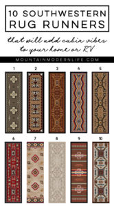 Check out these 10 Southwestern Rug Runners that will add cabin vibes to your home or RV + Enter the GIVEAWAY to win your own rug! MountainModernLife.com