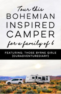 Thinking about traveling with your family? Tour this beautiful, bohemian-inspired camper that belongs to a family of 6! / Photos from ThoseByrneGirls / Featured on MountainModernLife.com