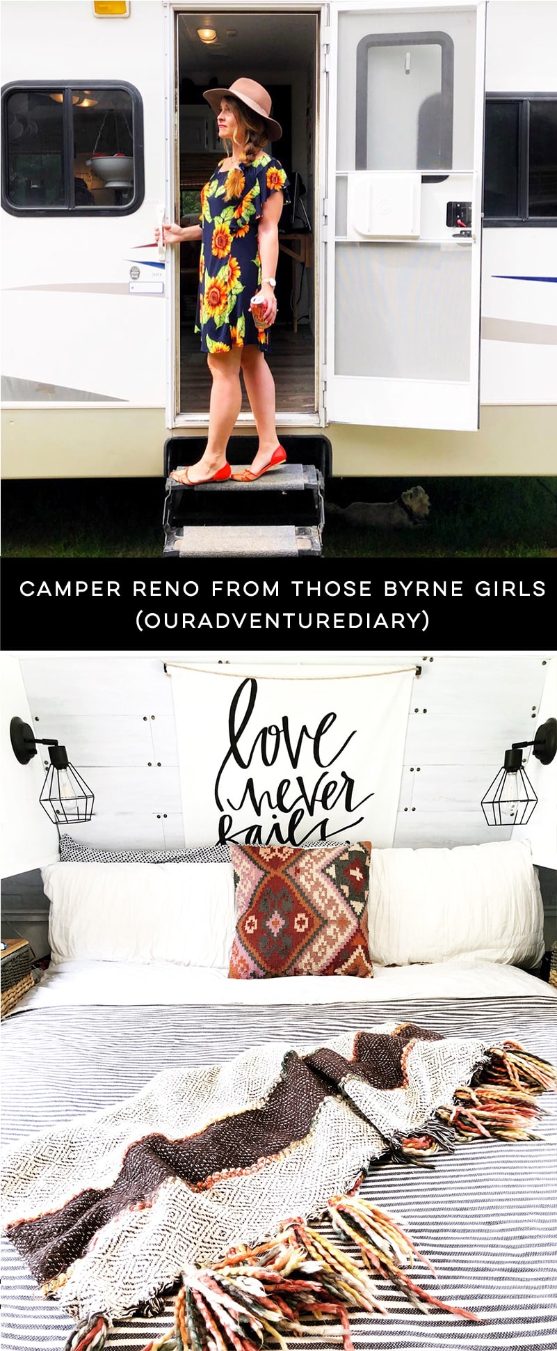 (Camper) Design Vibes Featuring ThoseByrneGirls: See how a family of 6 travels in this bohemian-inspired Camper! MountainModernLife.com