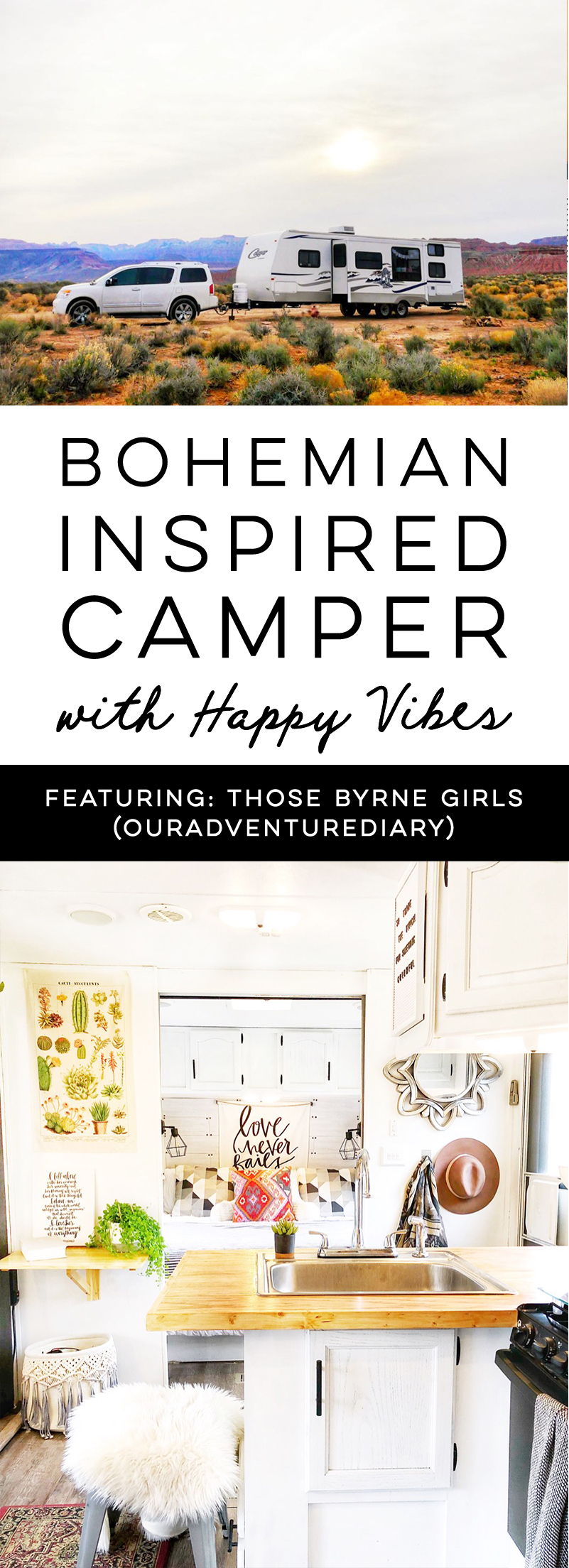 (Camper) Design Vibes: Tour this beautiful, bohemian-inspired camper that belongs to a family of 6! / Photos from ThoseByrneGirls / Featured on MountainModernLife.com