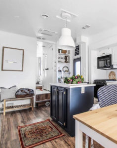 Camper Tour: See how @RVFixerUpper transforms drab 5th wheels into stylish tiny homes! MountainModernLife.com #rvrenovation #campertour