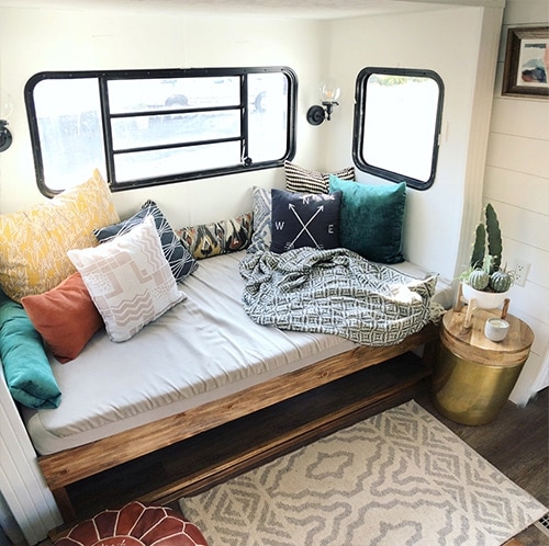 Tour this modern and eclectic camper from @OurTinyAbode!