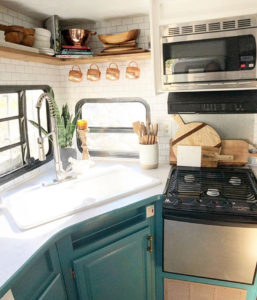 Tour this modern and eclectic camper from @OurTinyAbode!