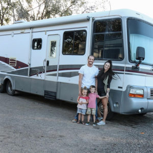 Tour this boho-inspired RV renovated for a family of 4 that's currently for sale! Photos from @CaitiJackson #campervibes #RVreno