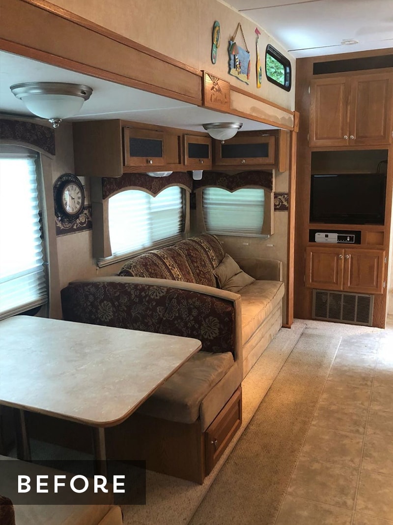 See how a passion for international travel influenced the interior design of this camper renovation! / Photos by @ems_traveldiary / Featured on MountainModernLife.com #camperrenovation