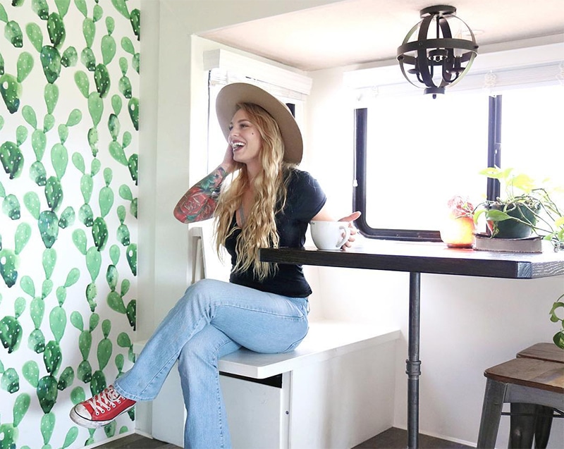 Tour this RV renovated for a family of 4 from @CaitiJackson! Featured on MountainModernLife.com