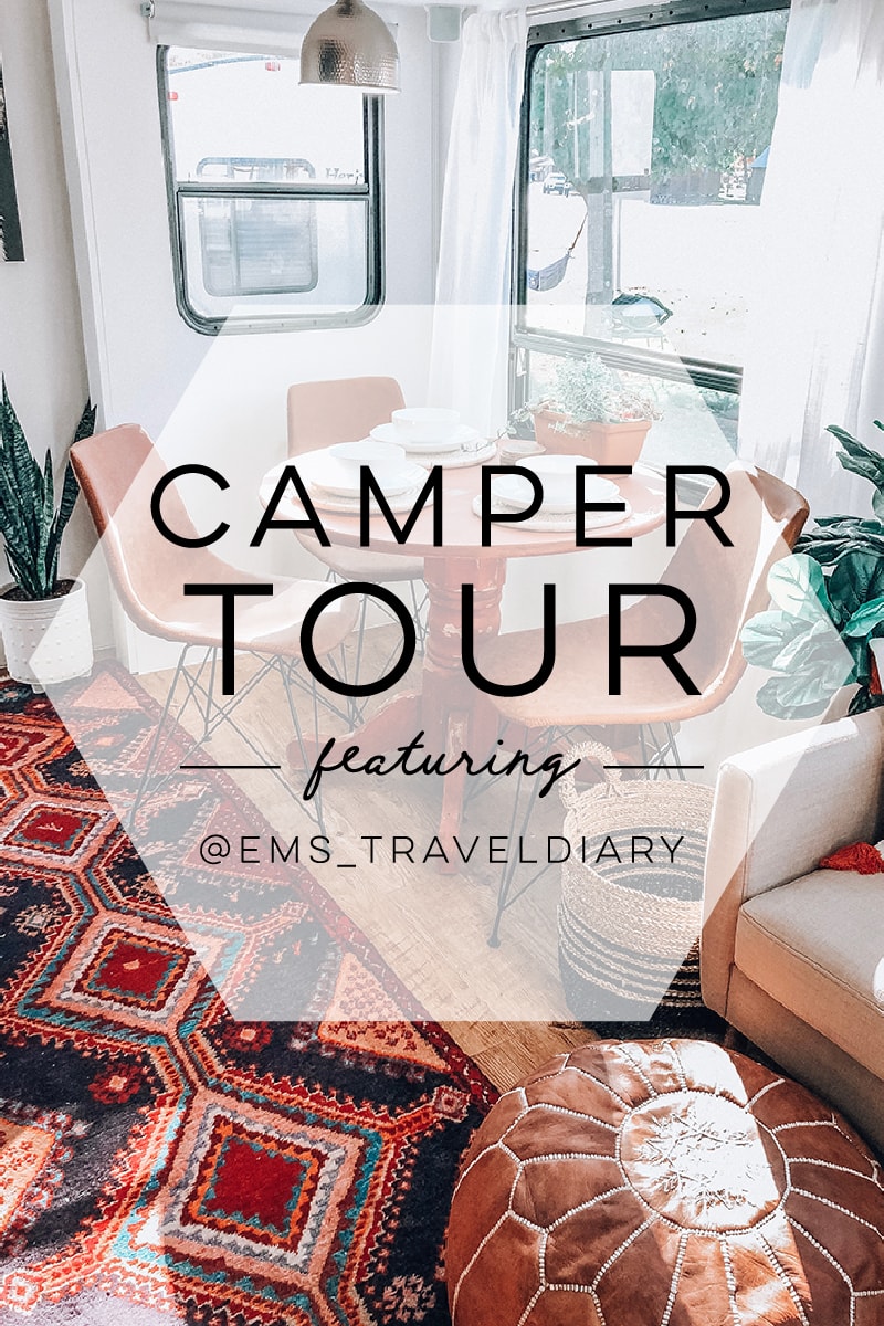 See how a passion for international travel influenced the interior design of this camper renovation! / Photos by @ems_traveldiary / Featured on MountainModernLife.com #camperrenovation