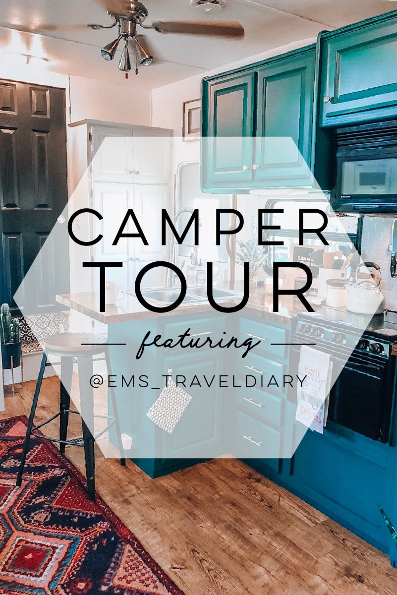 See how a passion for international travel influenced the interior design of this camper renovation! / Photos by @ems_traveldiary / Featured on MountainModernLife.com #camperrenovation