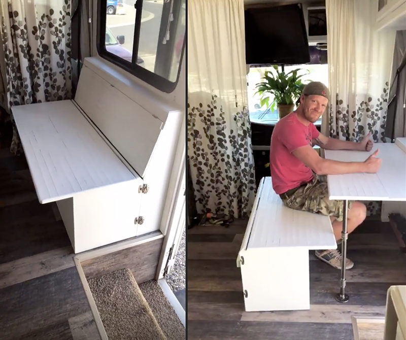 Tour this RV renovated for a family of 4 from @CaitiJackson! Featured on MountainModernLife.com