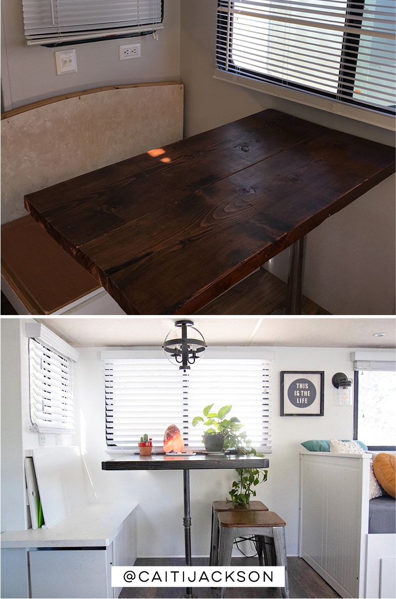 Tour this RV renovated for a family of 4 from @CaitiJackson! Featured on MountainModernLife.com