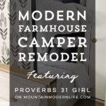 Tour this budget-friendly farmhouse camper that was transformed for $500 by Proverbs31Girl! Featured on MountainModernLife.com