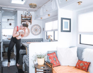 This couple lives on a blueberry farm in their bohemian-inspired RV! View the tour from @TheRamblrRV on MountainModernLife.com