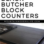 Considering adding black kitchen countertops to your home? Come see how we updated butcher block countertops for a rustic modern vibe in our RV. MountainModernLife.com