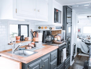 This couple lives on a blueberry farm in their bohemian-inspired RV! View the tour from @TheRamblrRV on MountainModernLife.com