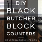 Considering adding black kitchen countertops to your home? Come see how we updated butcher block countertops for a rustic modern vibe in our RV. MountainModernLife.com