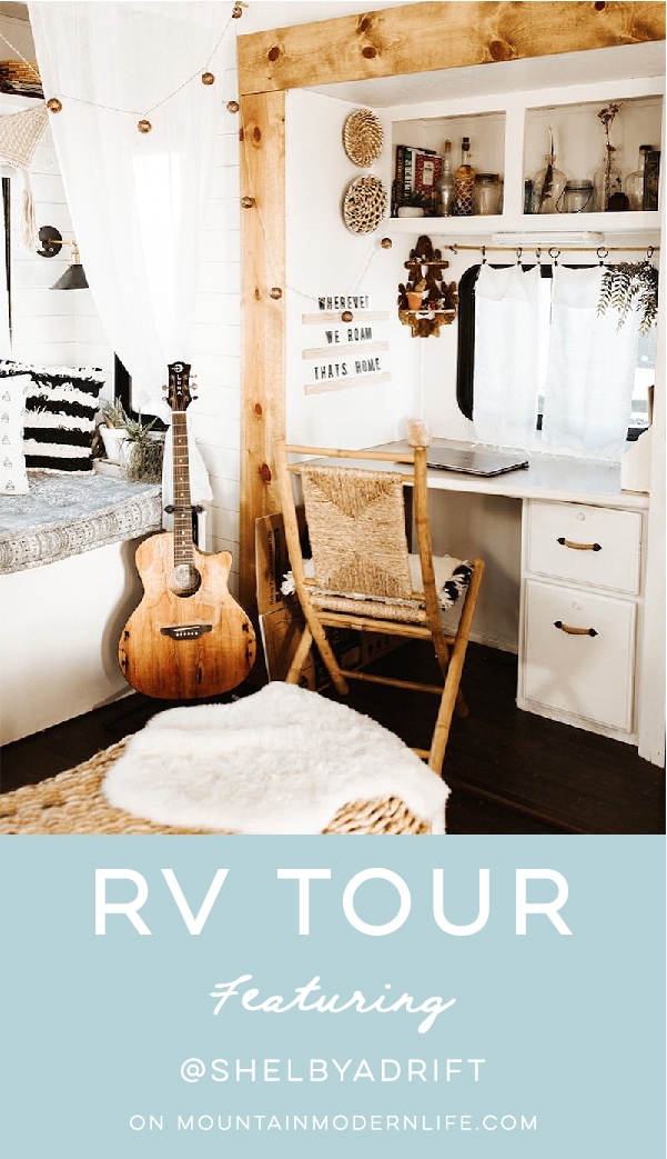 See how a couple transformed their outdated RV into a boho surf shack! Renovation from @ShelbyAdrift - Featured on MountainModernLife.com!