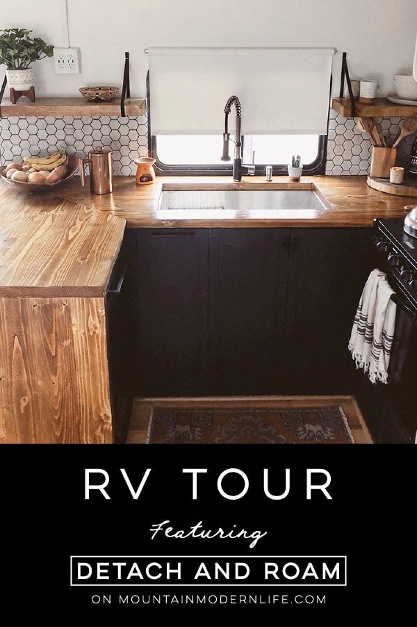 Tour this Modern RV Remodel filled with Scandinavian Coziness from Detach and Roam! Featured on MountainModernLife.com