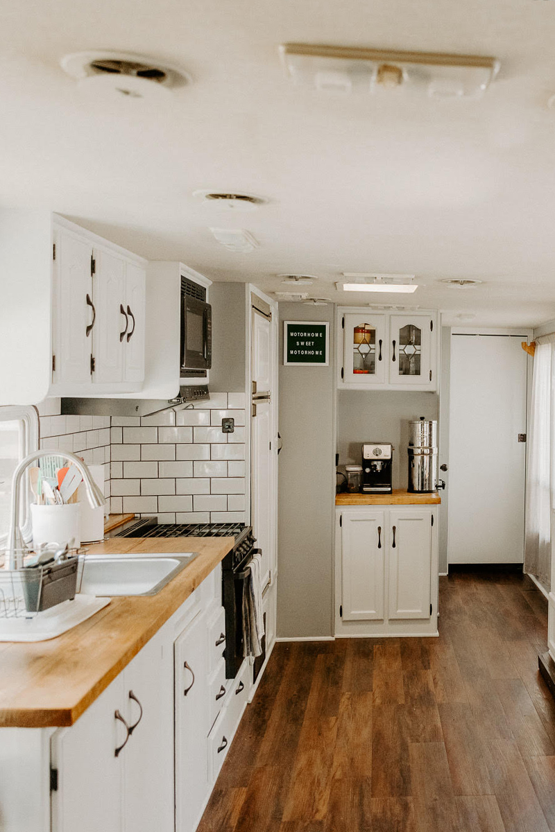 This outdated motorhome was transformed into a bright and beautiful home on wheels