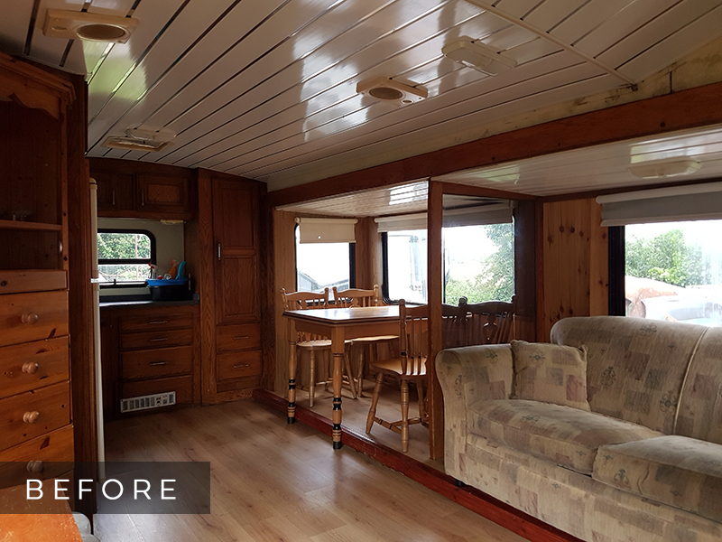 Check out this stylish caravan makeover from a couple that travels around Ireland! Featuring @fifthwheel.fixerupper on MountainModernLife.com