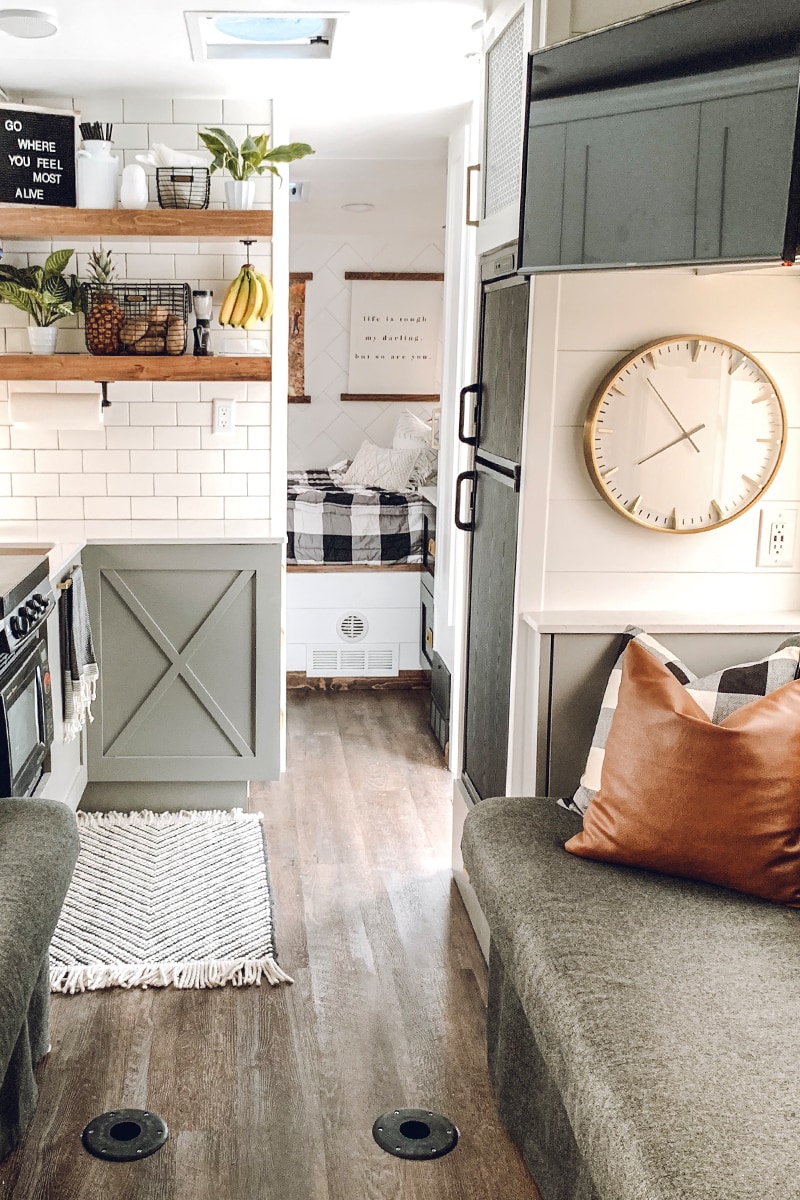 You’ll wanna go glamping in this Modern Farmhouse Style Toy Hauler! Featuring @FoxandTimber on MountainModernLife.com
