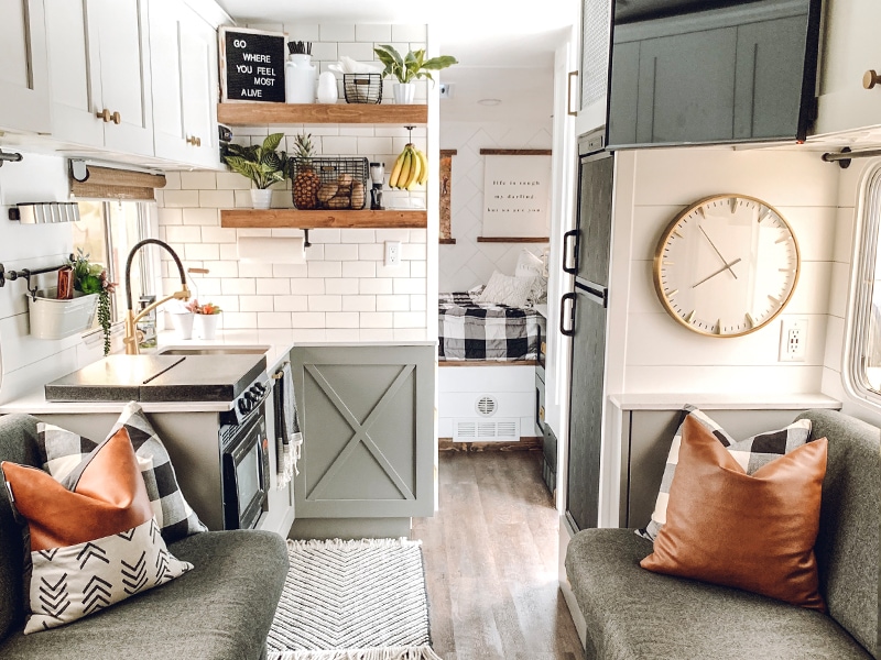 You&rsquo;ll wanna go glamping in this Modern Farmhouse Style Toy Hauler! Featuring @FoxandTimber on MountainModernLife.com